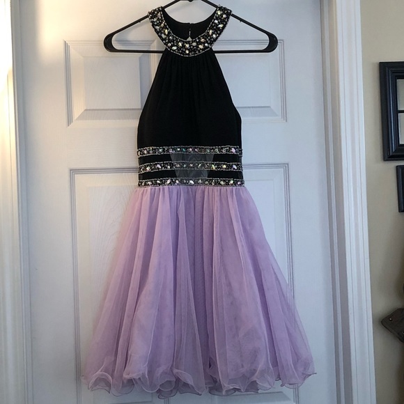 black and purple homecoming dresses
